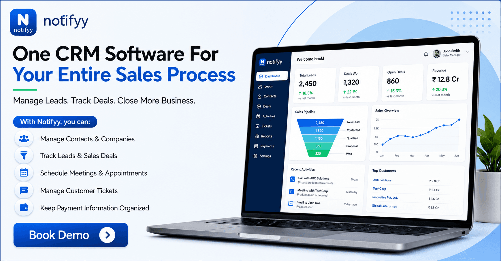 crm software application for business managing leads deals and revenue