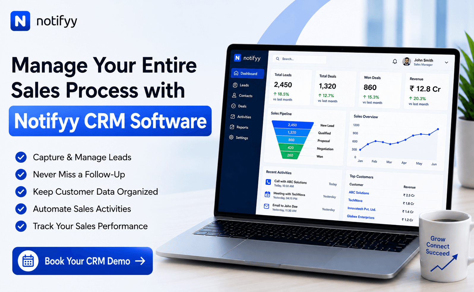 crm software application dashboard for managing leads and sales activities