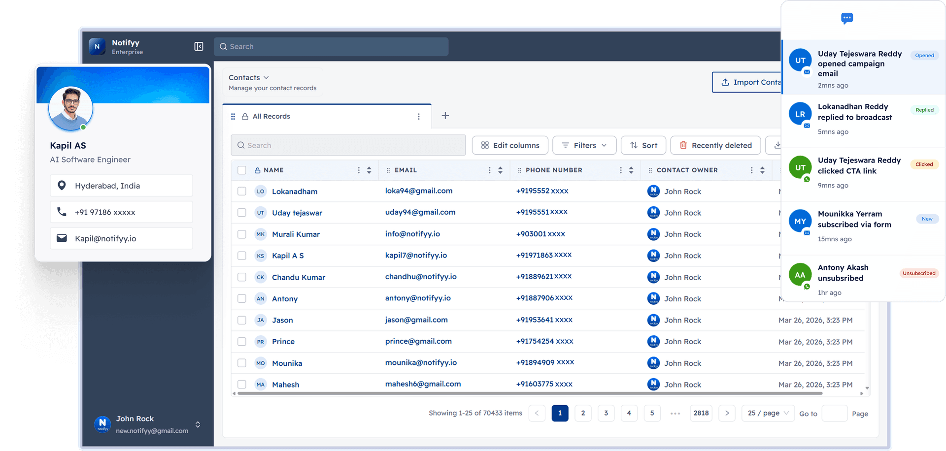 Notifyy platform — WhatsApp Business, CRM, campaigns, and automation