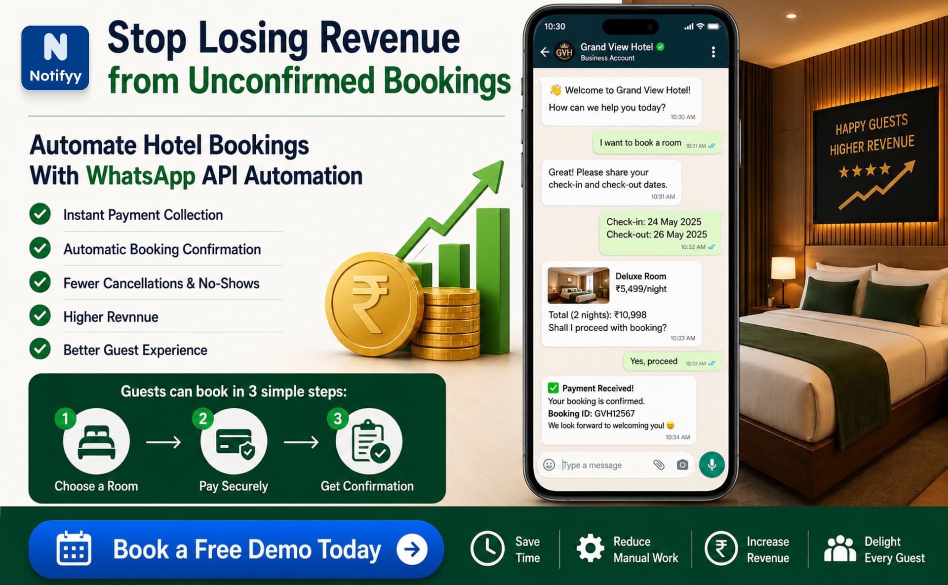 Hotel guest completing pre check-in and ID verification using WhatsApp