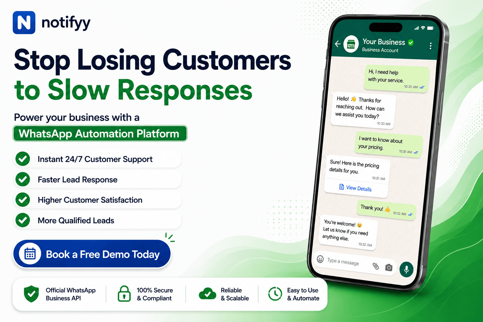 Official WhatsApp Business API Official WhatsApp Business API supporting secure business automation
